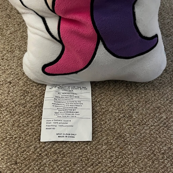 Unicorn Shaped Pillow with Rainbow Mane - Picture 2 of 5